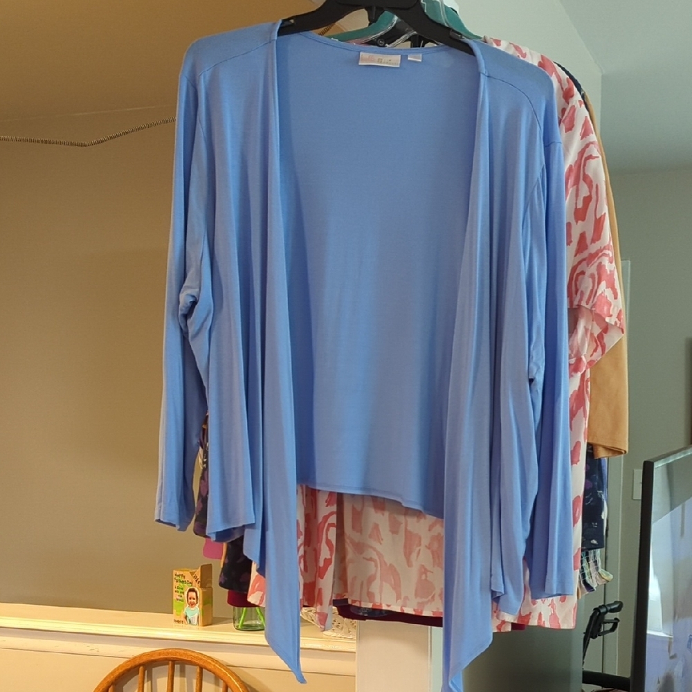 Belle by Kim Gravel Sky Blue Draped Cardigan